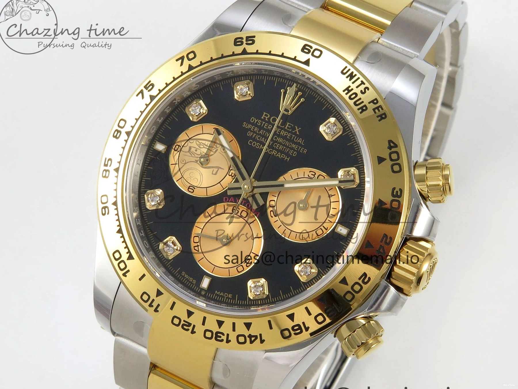 MiroTime 0512 Fashionable Daytona 126503 THBF 1:1 Best Edition Black YG Diamonds Dial on SS YG Bracelet SH 137